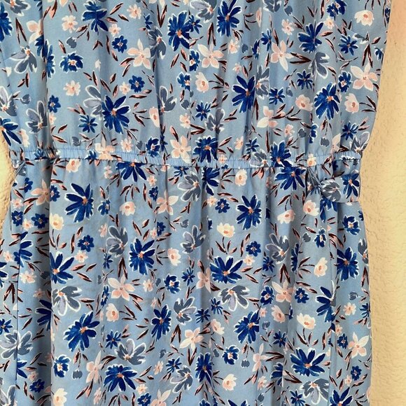Blue Mixed Floral Print Halter Asymmetric Midi Dress with Pockets Women Size 12 - Picture 8 of 15